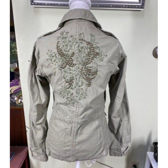 Mason's Woman Rites EU Size 42 Embroidered Studded Green Utility Jacket Full Zip - Picture 1 of 16